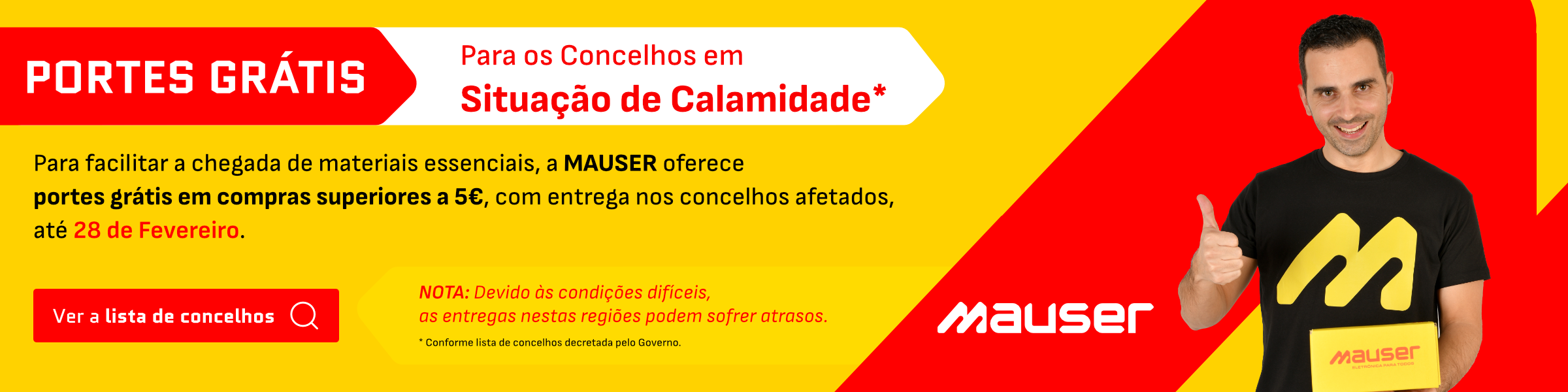 Portes Grátis - Para os concelhos em situação de calamidade