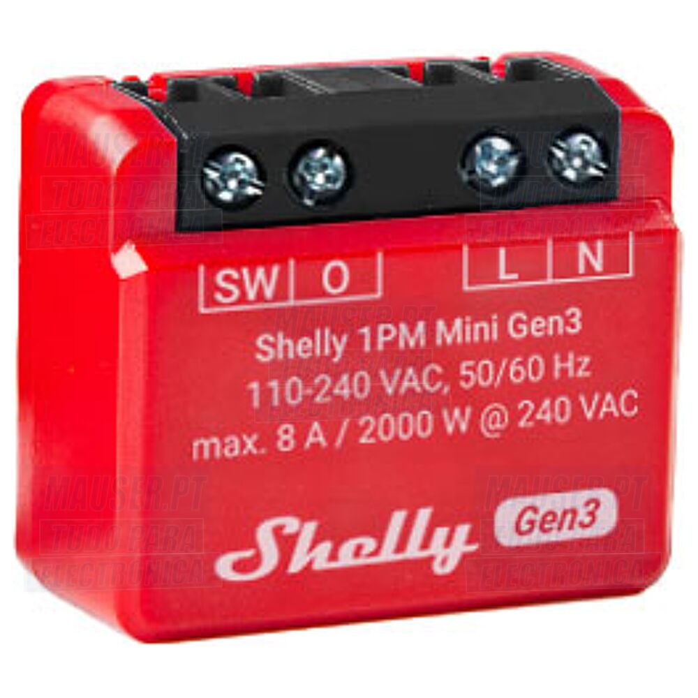 SHELLY 1PM Mini Gen3 Mini módulo interruptor para automação WiFi com  medição de energia 110/240VAC - 8A